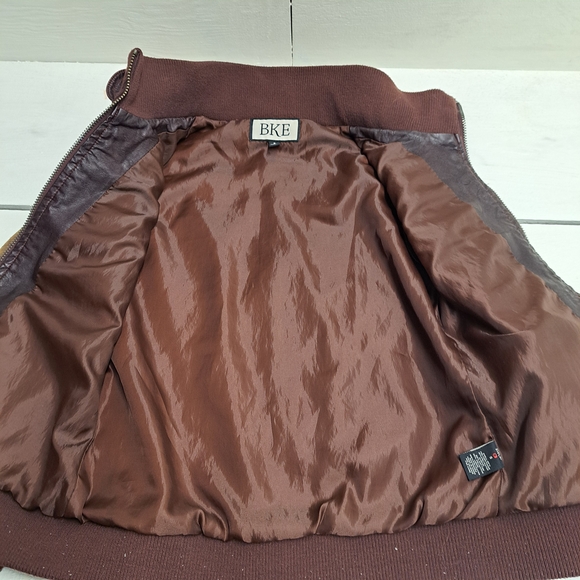 BKE Buckle Womens Faux Leather Jacket Brown Full-Zip Up Size Small. - Picture 7 of 8